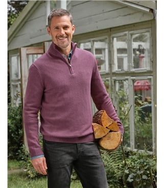 Pull à encolure zippée - Homme -Laine d’agneau certifiée 100% RWS