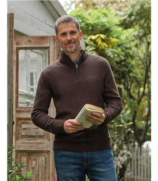 Mens Lambswool Zip Neck Jumper