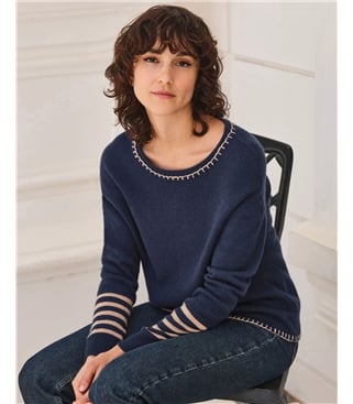 Blanket Stitch Stripe Sweater