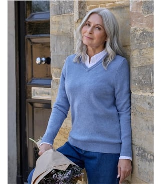 Womens Lambswool V Neck Sweater