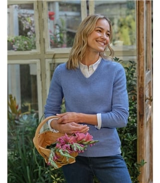 Pull à col V - Femme - Laine d’agneau certifiée 100% RWS