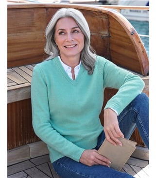 Womens Lambswool V Neck Jumper