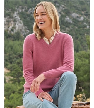 Pull à col V - Femme - Laine d’agneau certifiée 100% RWS