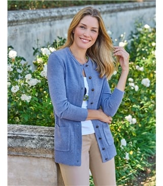 Cardigan à col rond - Femme - Laine d'agneau