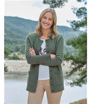 Cardigan à col rond - Femme - Laine d'agneau