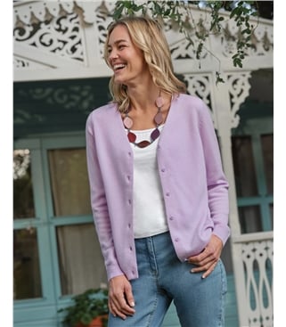 Strickjacke mit V-Ausschnitt aus Merino- und Kaschmirwolle für Damen