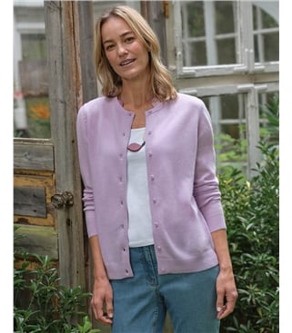 Strickjacke mit Rundhalsausschnitt aus Merino- und Kaschmirwolle für Damen