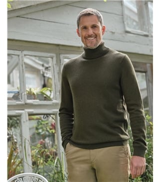 Cashmere and Merino Polo Neck Jumper