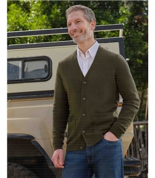 Strickjacke mit V-Ausschnitt aus Merinowolle und Kaschmir für Herren