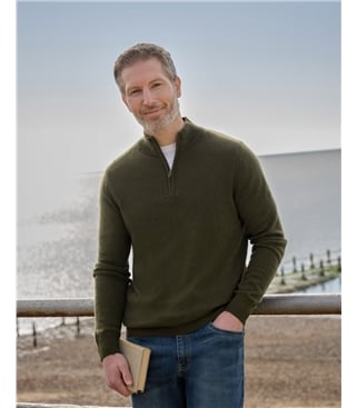 Cashmere and Merino Zip Neck Jumper