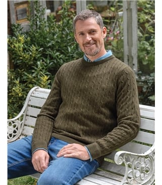 Pull torsadé à col rond - Homme - Cachemire & Mérinos