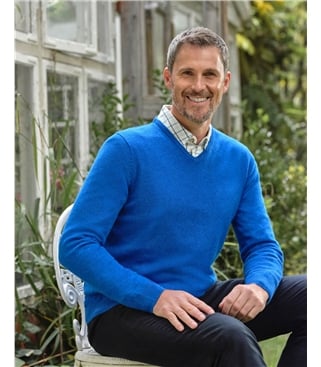 Pull à col V - Homme - Cachemire & Mérinos