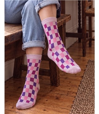 Womens Check Bamboo Sock