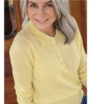 Strick-Polohemd aus Merino- und Kaschmirwolle für Damen