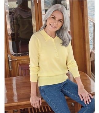 Strick-Polohemd aus Merino- und Kaschmirwolle für Damen