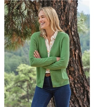 Cashmere Merino Classic V Neck Cardigan