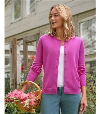 Cardigan classique à col rond - Femme - Cachemire & Mérinos