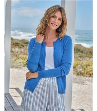 Cardigan classique à col rond - Femme - Cachemire & Mérinos