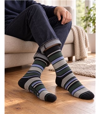 Mens Bamboo Variated Stripe Ankle Sock