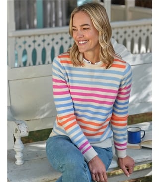 Pullover mit Rundhalsausschnitt aus Merinowolle und Kaschmir für Damen