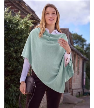 Cashmere Merino Blend Button Poncho