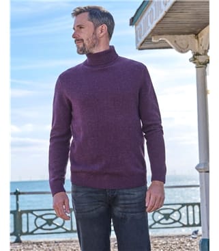 Mens Lambswool Polo Neck Jumper