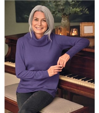 Cashmere And Merino Long Sleeve Cowl Neck Jumper