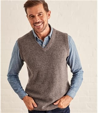 Brown Marl | Mens Lambswool Knitted Vest | WoolOvers US
