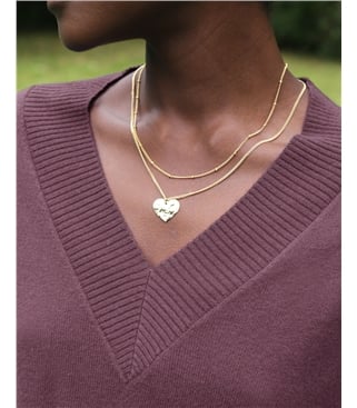 Gold Plated Heart Double Row Necklace