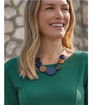 Collier à disques en bois mélangé