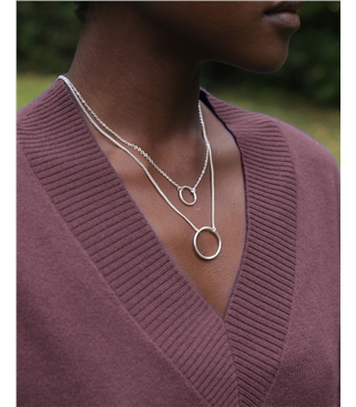 Silver Plated Circle Double Row Necklace