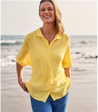 Womens Button Through Boxy Shirt 10 Limoncello Womens Button Through Boxy Shirt 10 Limoncello