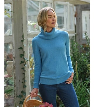 Pull col boule à manches longues - Femme - Cachemire & Mérinos