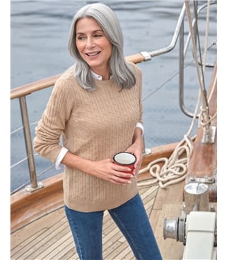 Cashmere Merino Cable Crew Neck Jumper