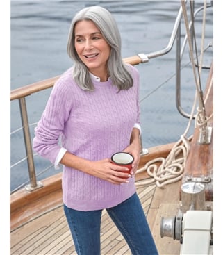 Pull torsadé à col rond - Femme - Cachemire & Mérinos