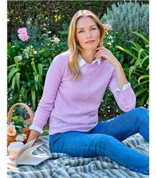 Pull torsadé à col rond - Femme - Cachemire & Mérinos