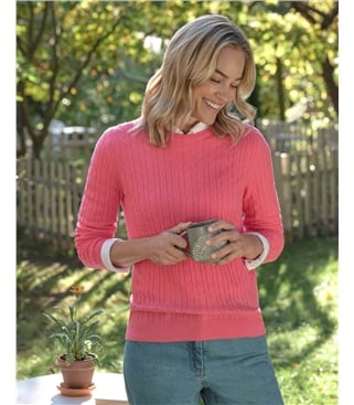 Cashmere Merino Cable Crew Neck Jumper