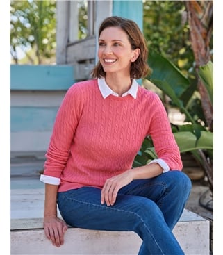 Pull torsadé à col rond - Femme - Cachemire & Mérinos