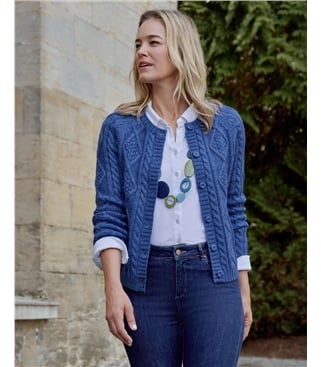 Cardigan torsadé boutonné - Femme - Pure Laine