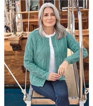 Cardigan torsadé boutonné - Femme - Pure Laine