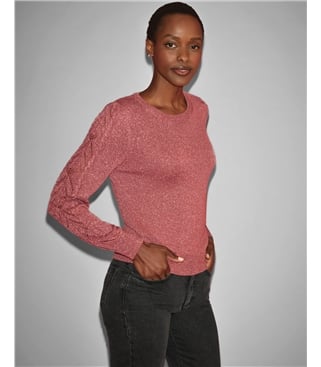Metallic Cable Sweater