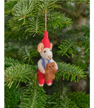 Baby Mouse With Teddy Christmas Decoration