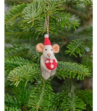 Baby Mouse With Mushroom Christmas Decoration