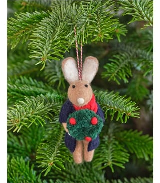 Ruby Rabbit With Wreath Christmas Decoration