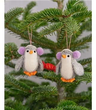 Pair Of Penguins And Cracker Christmas Decoration