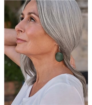 Boucles d'oreilles pendantes disques - Femme - Bois