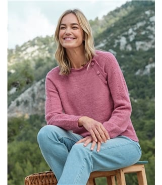 Pretty Pointelle Button Jumper