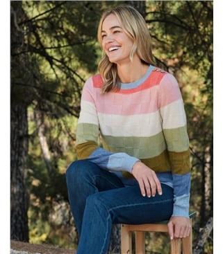 Pullover mit gemischtem Strick- und Farbblockmuster