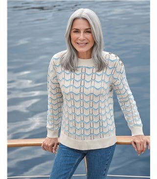 Wavy Pointelle Stripe Jumper
