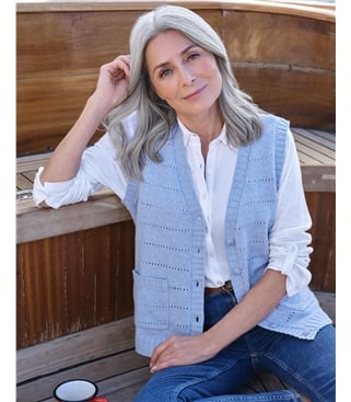 V Neck Pointelle Waistcoat